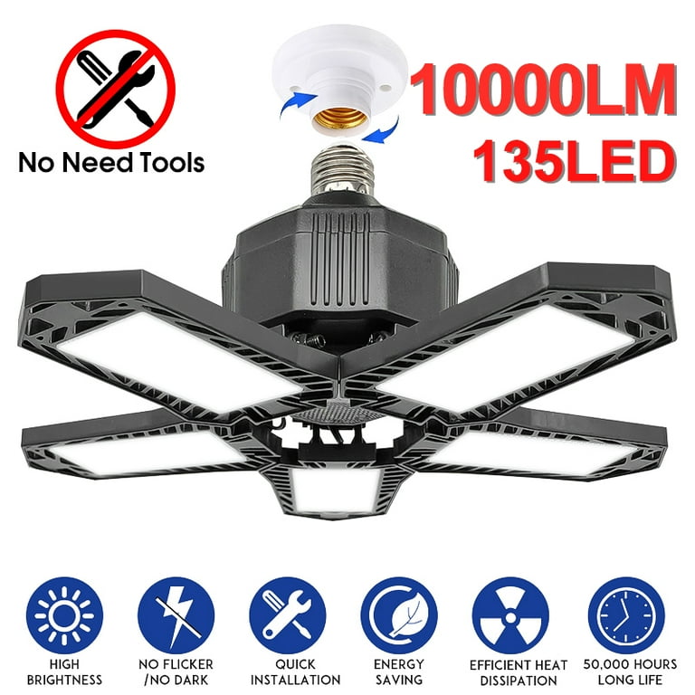 Bedspread LED Garage Lights 150W,Deformable Ceiling,4 Panels Shop Light 6500K Daylight Adjustable Folding Garage Lighting Bulb Lights for Workshop,Warehouse,Basement,Barn,Support E27 Screw Socket Bedspread LED Garage Lights 150W,Deformable Ceiling,4 Panels Shop Light 6500K Daylight Adjustable Folding Garage Lighting Bulb Lights for Workshop,Warehouse,Basement,Barn,Support E27 Screw Socket